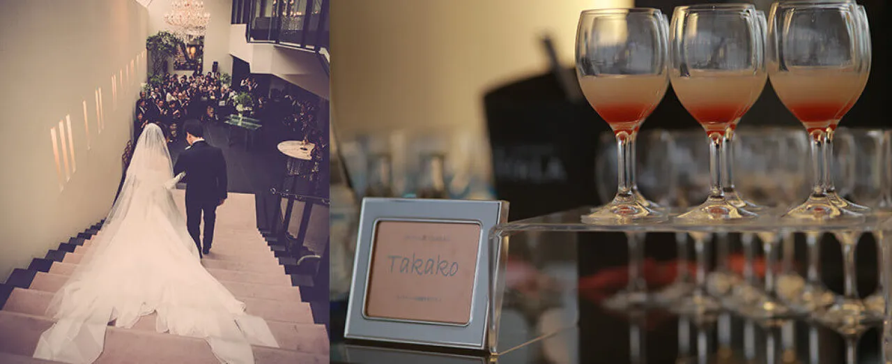 おもてなしのウエルカムパーティでカクテルを楽しむ